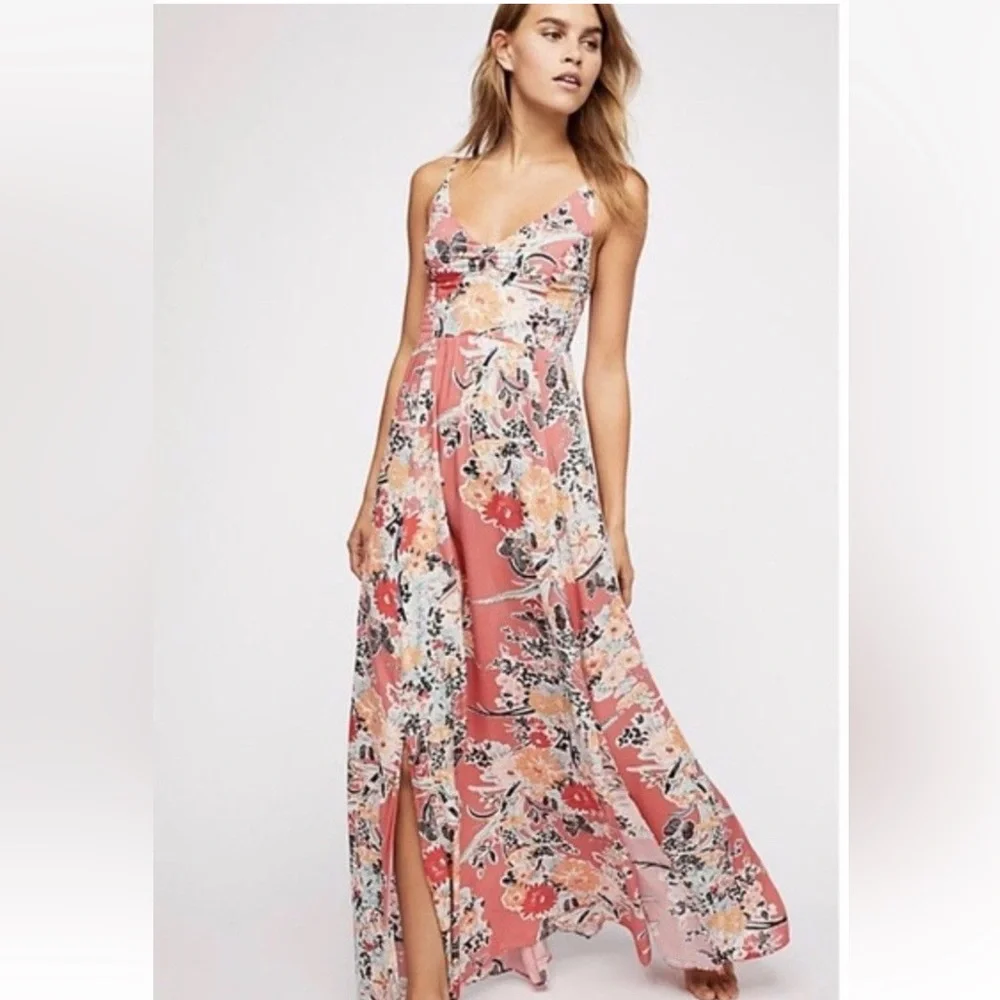 Free People Through The Vine Printed Maxi Dress In Red Combo REVOLVE - Picture 3 of 10
